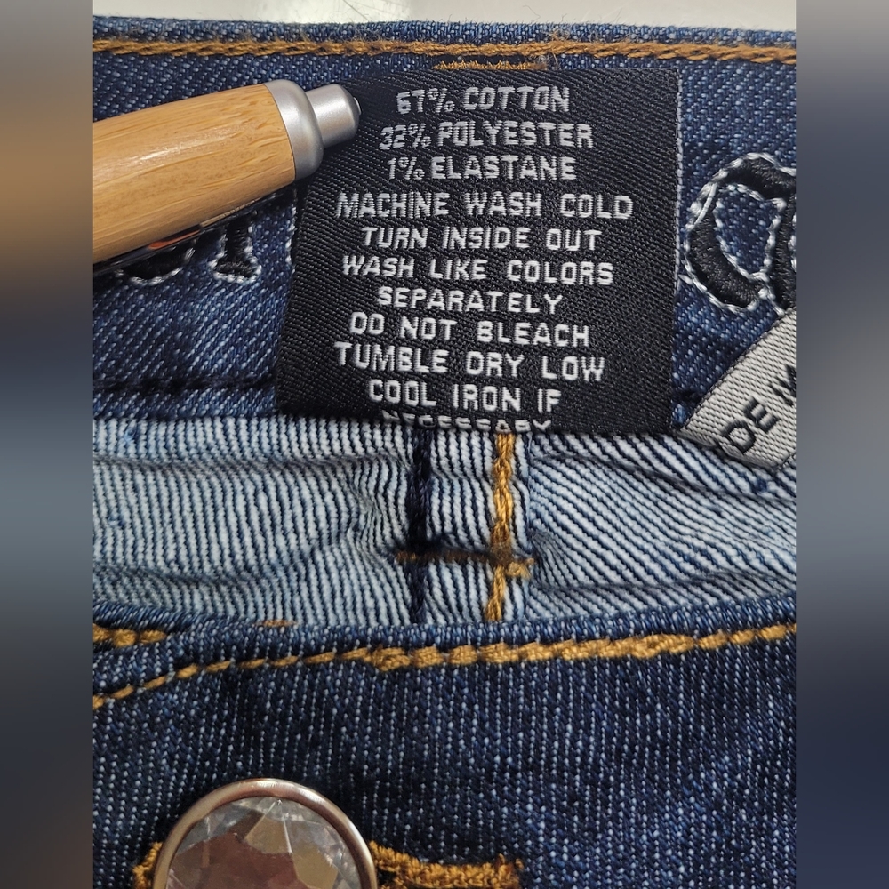 ❤️ MONTANA JEANS SHORTS LOW WAIST EMBELLISHED RHINESTONE.SIZE: 5/6 COLOR:  BLUE - Picture 13 of 14